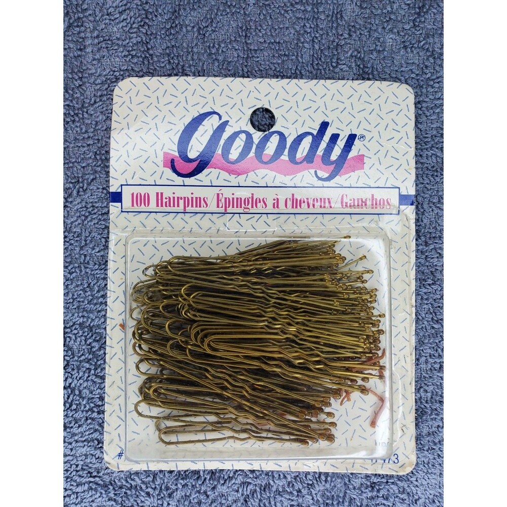 Goody Hair Pins Metal Bobby Pins 100 Pack Vintage 1989 Item #135/2 Gold retro